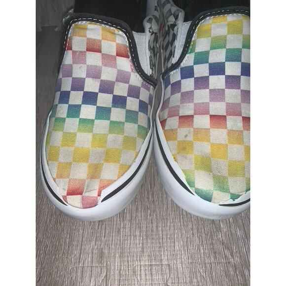 Vans Slip-On Shoes Missy Size 2.0 Multicolor Rainbow Checkered Casual‎ - Picture 2 of 7